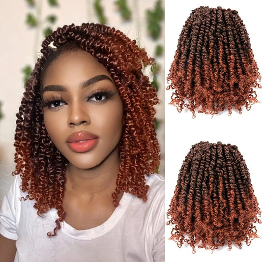 Passion Twist Crochet Hair 10 Inch 8 Packs Pre-twisted Passion Twist Crochet Hair Pre-looped Passion Twist Hair Bohemian Braids Synthetic Crochet Hair Extensions(10 Inch (Pack of 8), 1B/350#)