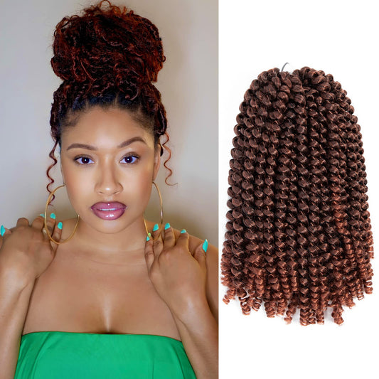 6 Pack Spring Twist Crochet Braiding Hair 10 Inch Bomb Twist Crochet Braids Ombre Colors Low Temperature Kanekalon Synthetic Fluffy Hair Extensions 20 Strands 90g/Pack (10inches, T350#)