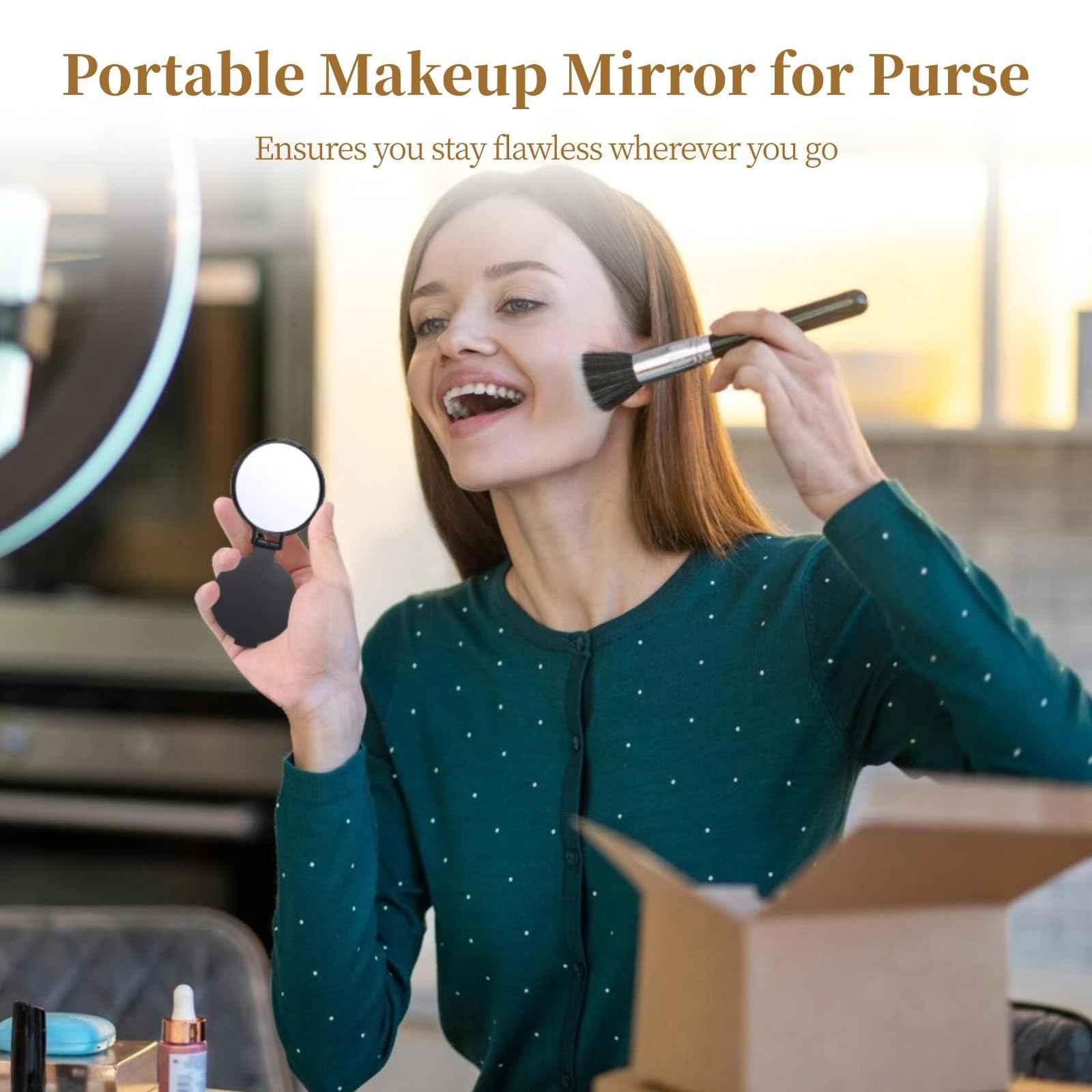 Toyosport 50 PCS Compact Mirror for Purse, Small Travel Makeup Mirror for Women, Portable Foldable Round Mirror Bulk, Flip-Open Design