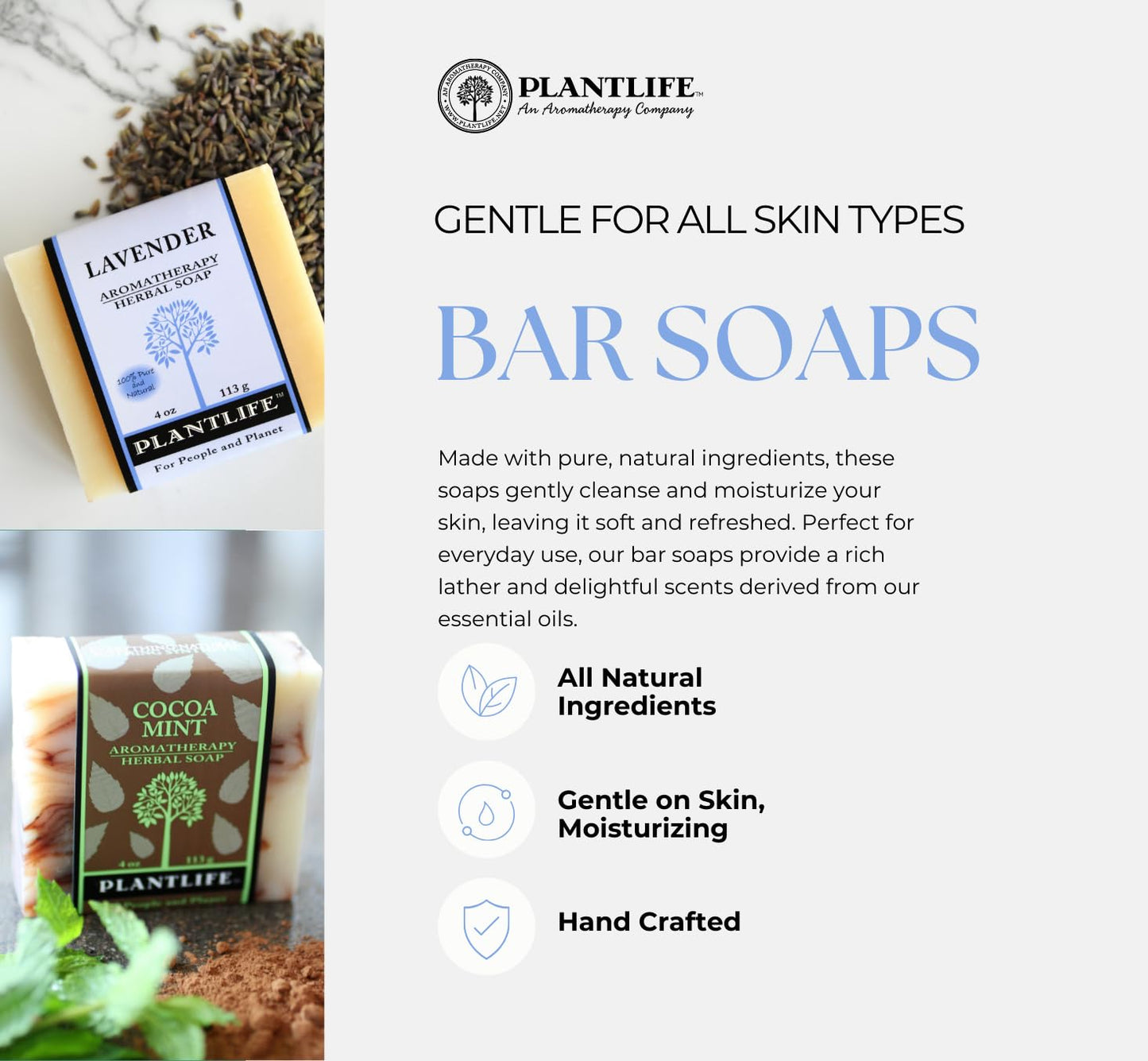 Plantlife Man and Nature All-N-1 Pack of 6 Bar Soap - Moisturizing and Soothing Soap for Your Skin - Hand Crafted Using Plant-Based Ingredients - Made in California 4oz Bar