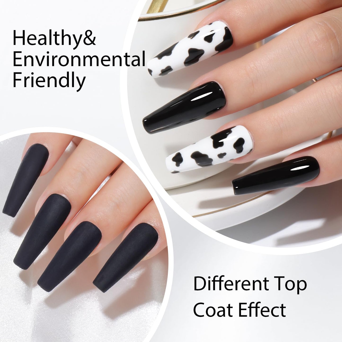 beautilux Gel Nail Polish, Black White Gel Polish 6 Colors, Soak Off UV Black and White Gray White Beige Gel Polish for Women Girls -10ml