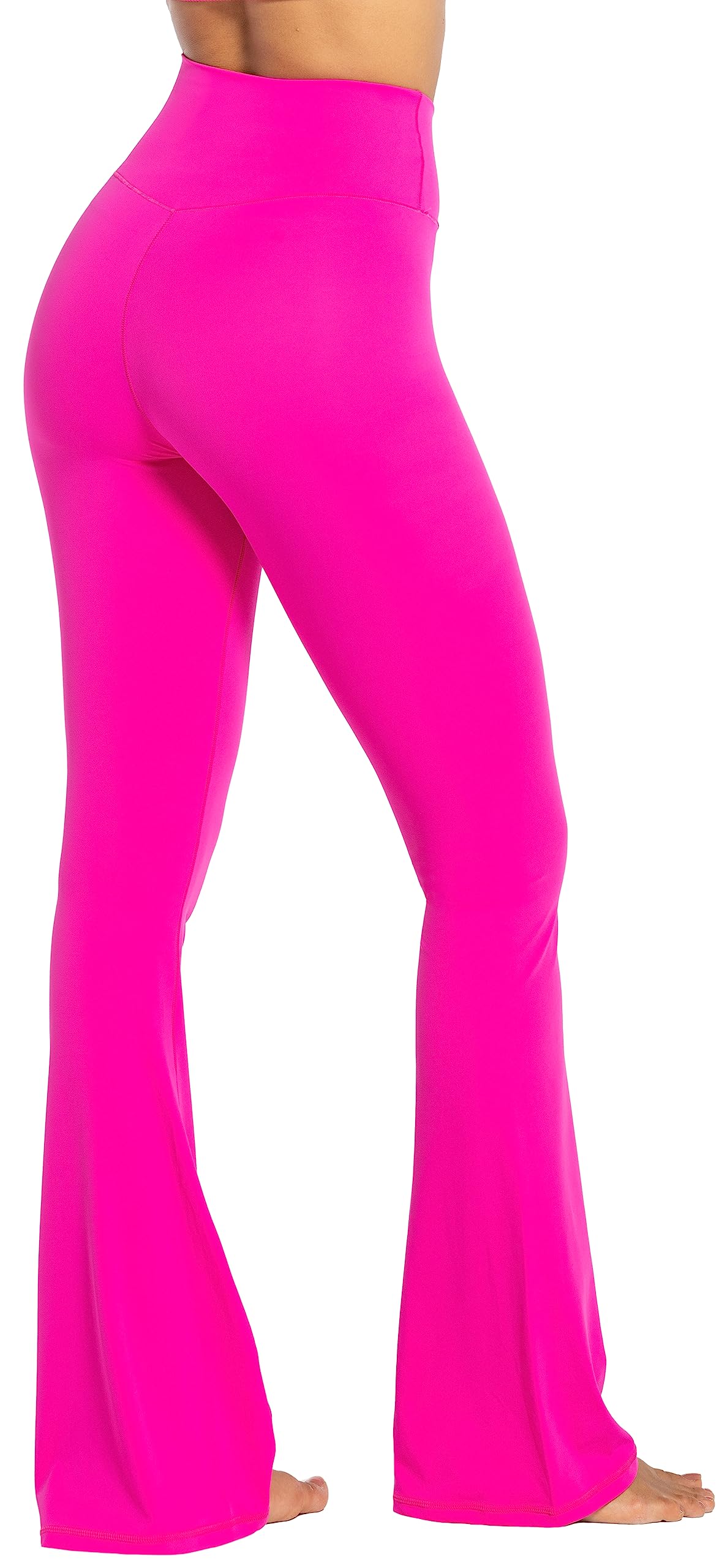 Sunzel Flare Leggings, Crossover Yoga Pants for Women with Tummy Control, High-Waisted and Wide Leg Hot Pink