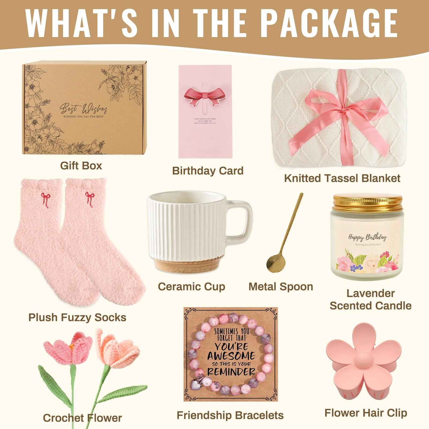 Gifts for Women, Get Well Soon Blanket Gift Baskets, Self Care Gifts Baskets Unique Christmas Gift for Women Thinking of You/Mothers Day/Best Friend Inspirational Friendship Gift