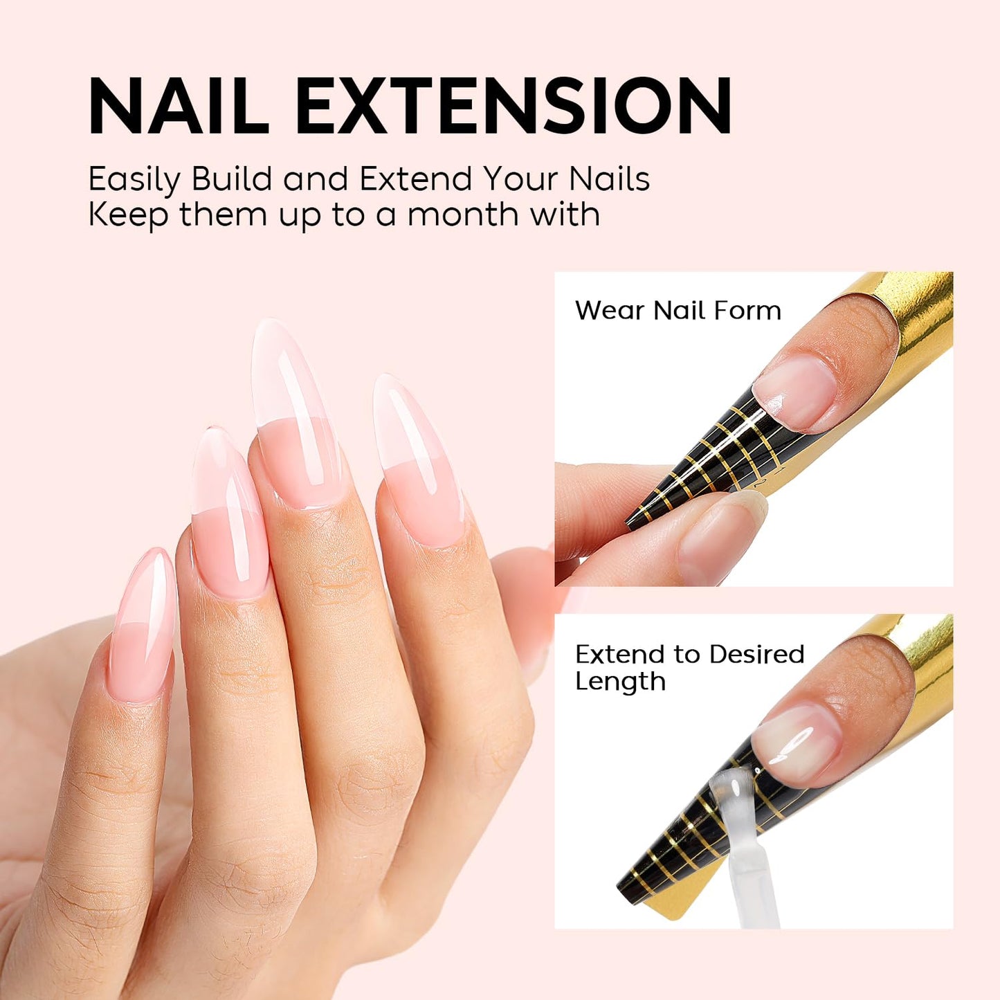 Nicedeco Builder Nail Gel 15ML 8 in 1 Builder Base Gel Clear Gel Nail Polish Strengthener Gel Hard Gel Builder Extension Nail Gel for Nail Art Design-001