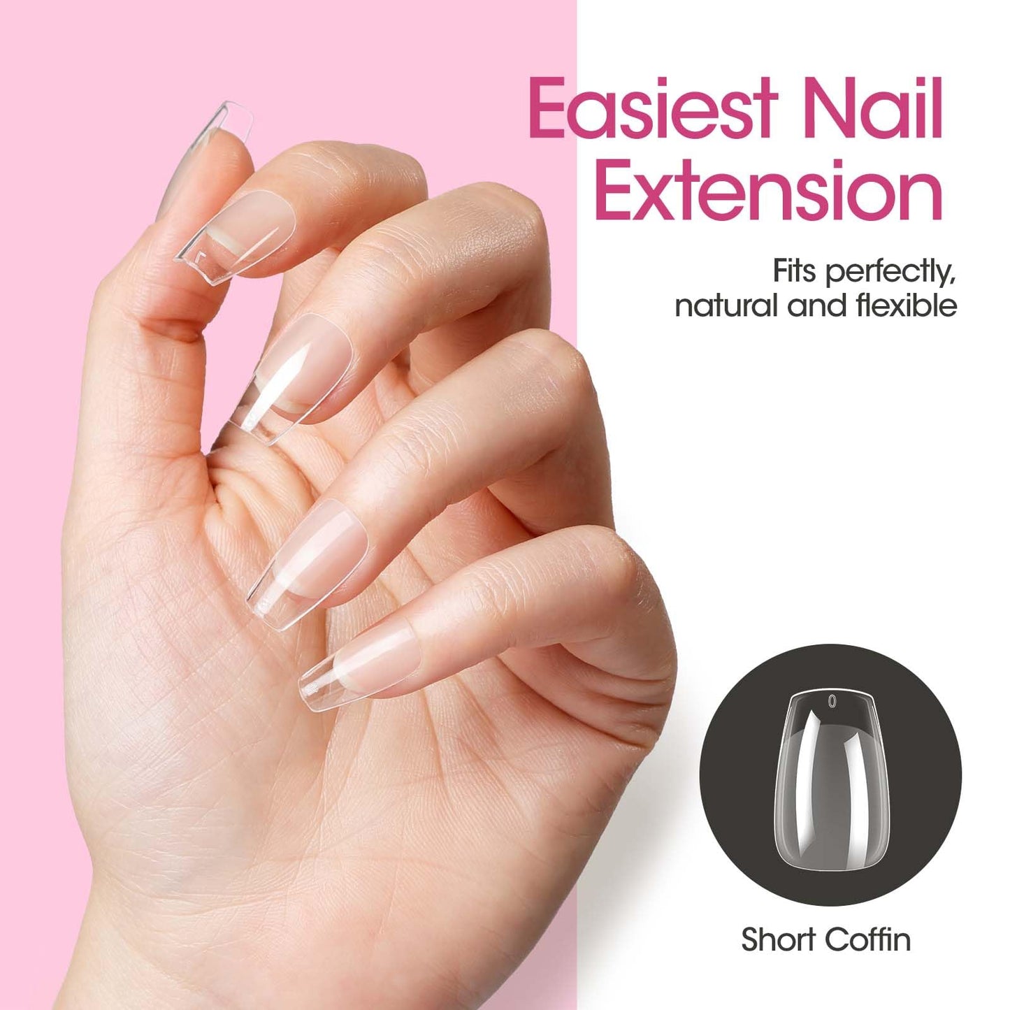 Gellen Short Coffin Nail Tips - 504cs Half Matte Soft Gel Nail Tips Acrylic Pre-shaped Nails Full Cover Acrylic False Nails Tip for Nail Extension Home DIY Nail Salon 12 Sizes Gelly Tips