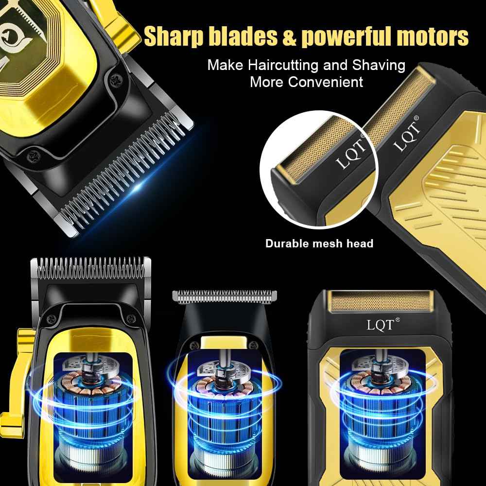 LQT Professional Hair Clippers for Man,Hair Clippers Electric Shavers Razor T-Blade Hair Trimmer, 3 in 1 Cordless Barber Trimmer Bald Shavers LED Display Gifts (3PCS)