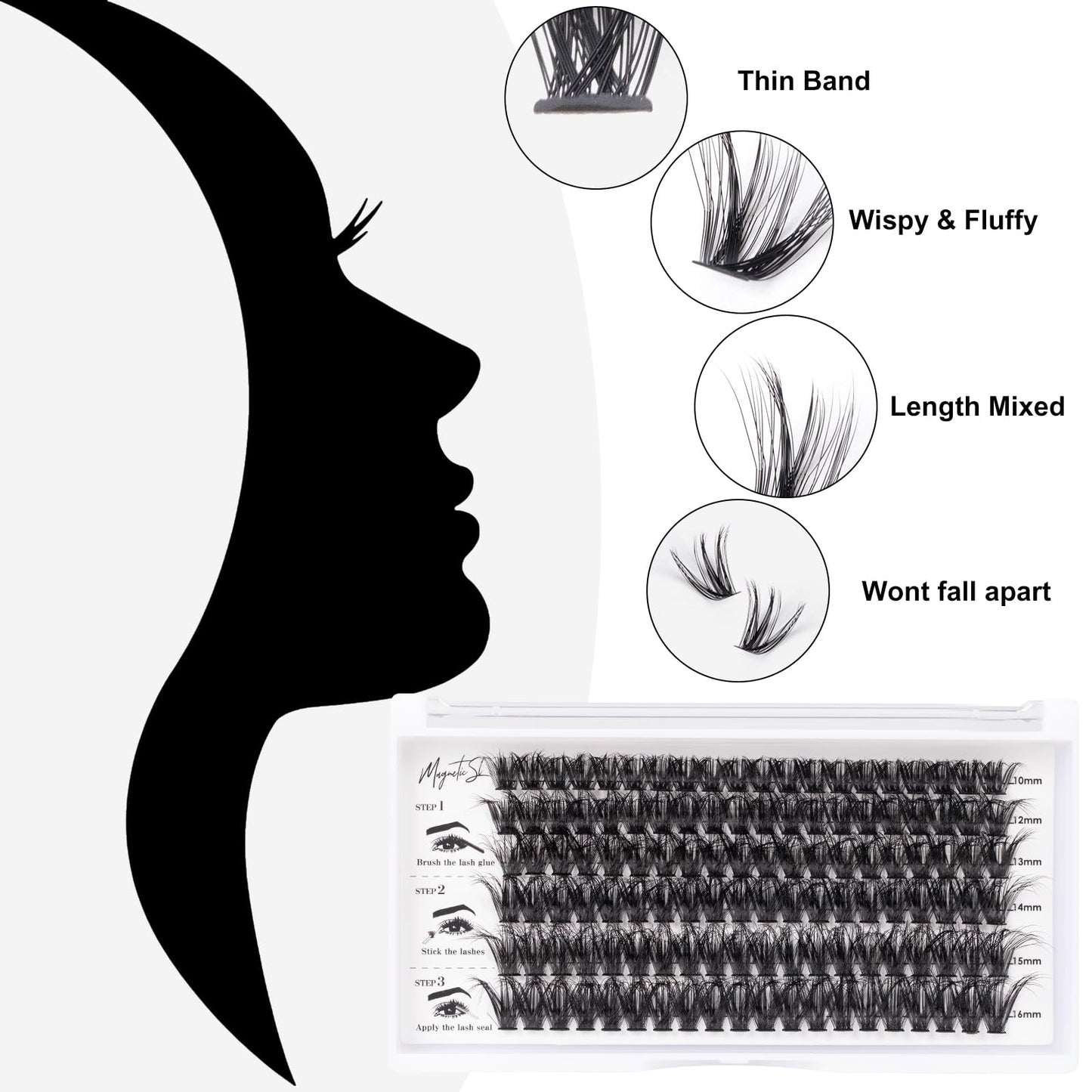 Lashes Cluster 120pcs Individual Lashes Clusters Eyelash Extensions 60D False Eyelashes DIY Wispy Fluffy Lash Extensions Reusable False Eyelashes Natural Look Mix 10-16mm C D Curl-(60D-0.07D)