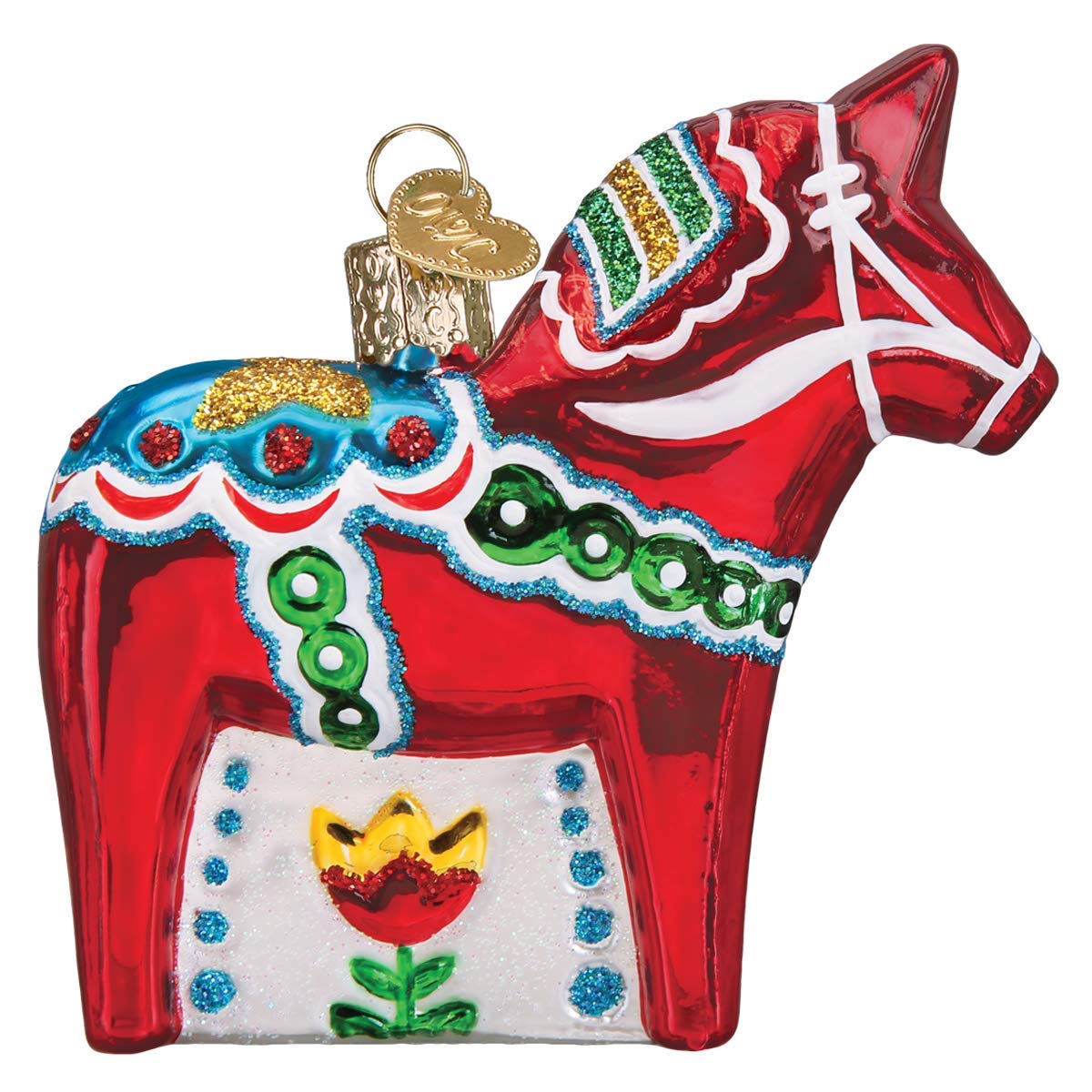 Old World Christmas Swedish Dala Horse Glass Blown Ornaments for Christmas Tree