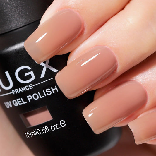 L'UGX Natural Nude Gel Polish 15ML Jelly Sheer Gel Nail Polish Translucent Neutral U V French Gel Nail Color for Nail Art DIY Manicure & Pedicure at Home Salon Holiday Gifts for Women