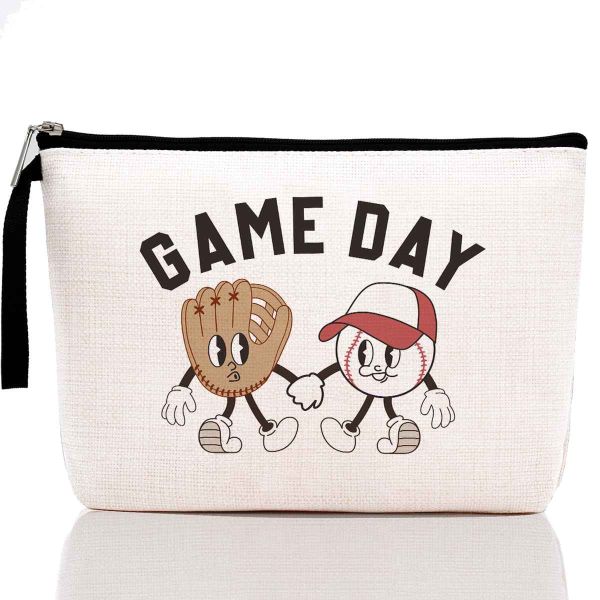 Game Day Makeup Bag Gifts for Mom from Daughter Mom Gifts Baseball Gifts for Baseball Lovers Fans Players Mommy Mum Mother Friend Zipper Pouch Bag for Appreciation Mothers Day Birthday Cosmetic Bag