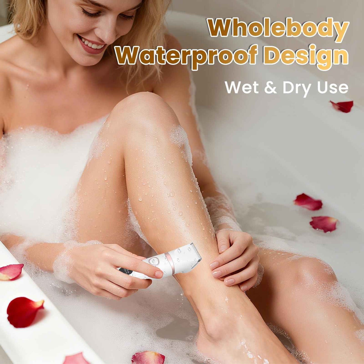 Bikini Trimmer for Women - MAXGROOM Waterproof Electric Razors for Women, Cordless Electric Shaver for Private Area with LED Display, USB Rechargeable & Travel Pouch, White