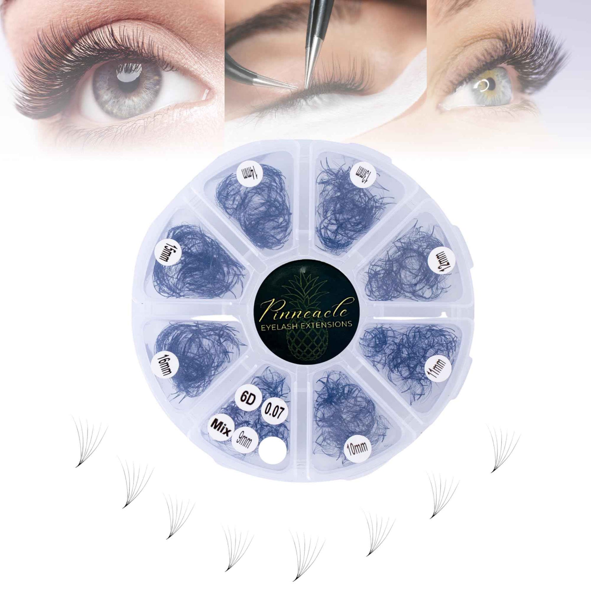1200 Premade volume fans eyelash extension | 8 sizes-in-1 round mixed box | Includes lengths 9-16mm | C, CC, D, M, L curl| For professional lash artists | 6D Volume (CC Curl)