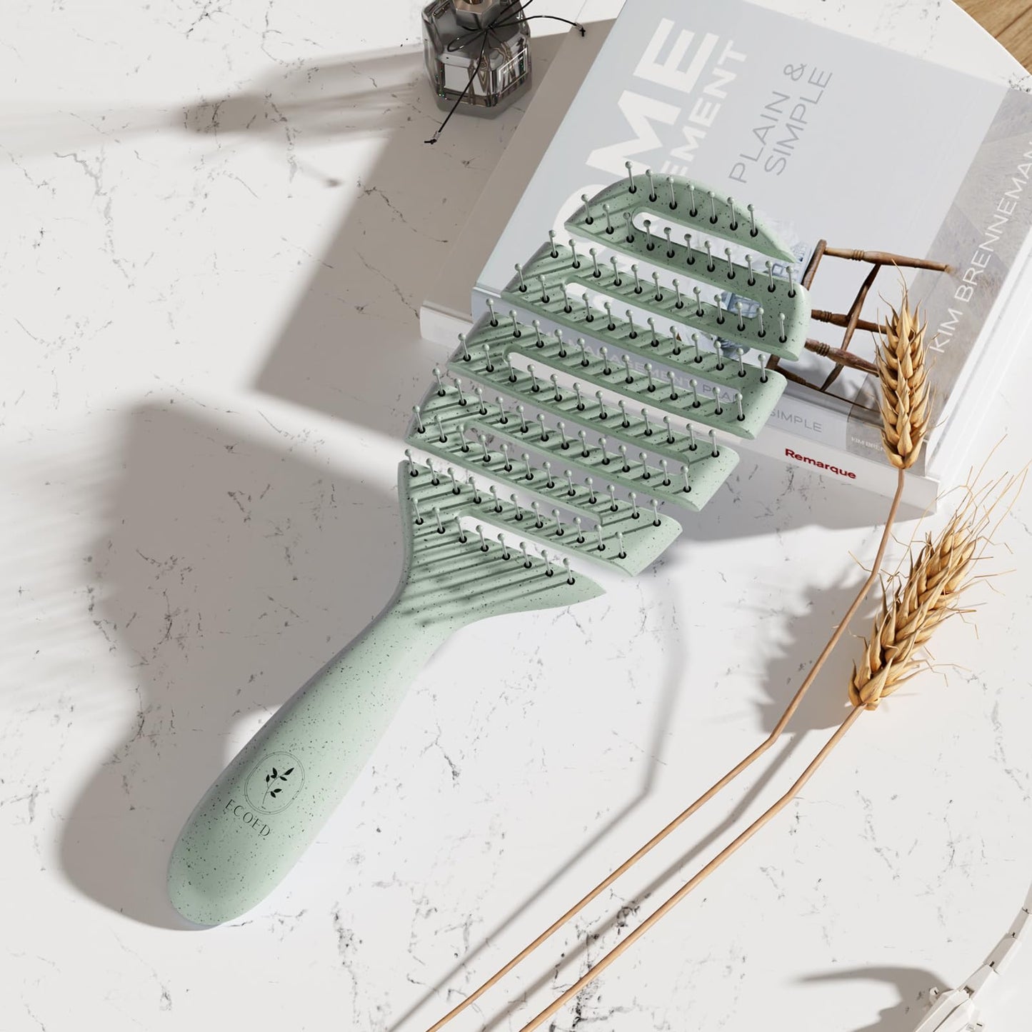 Ecoed Degradable Vented Hair brush,Detangling Brush,Detangler Brush for Curly, Thick, and Straight Hair, Dry and Wet Detangling Quickly Detangles and Smooths hair,Hair Brush for Women and Men.