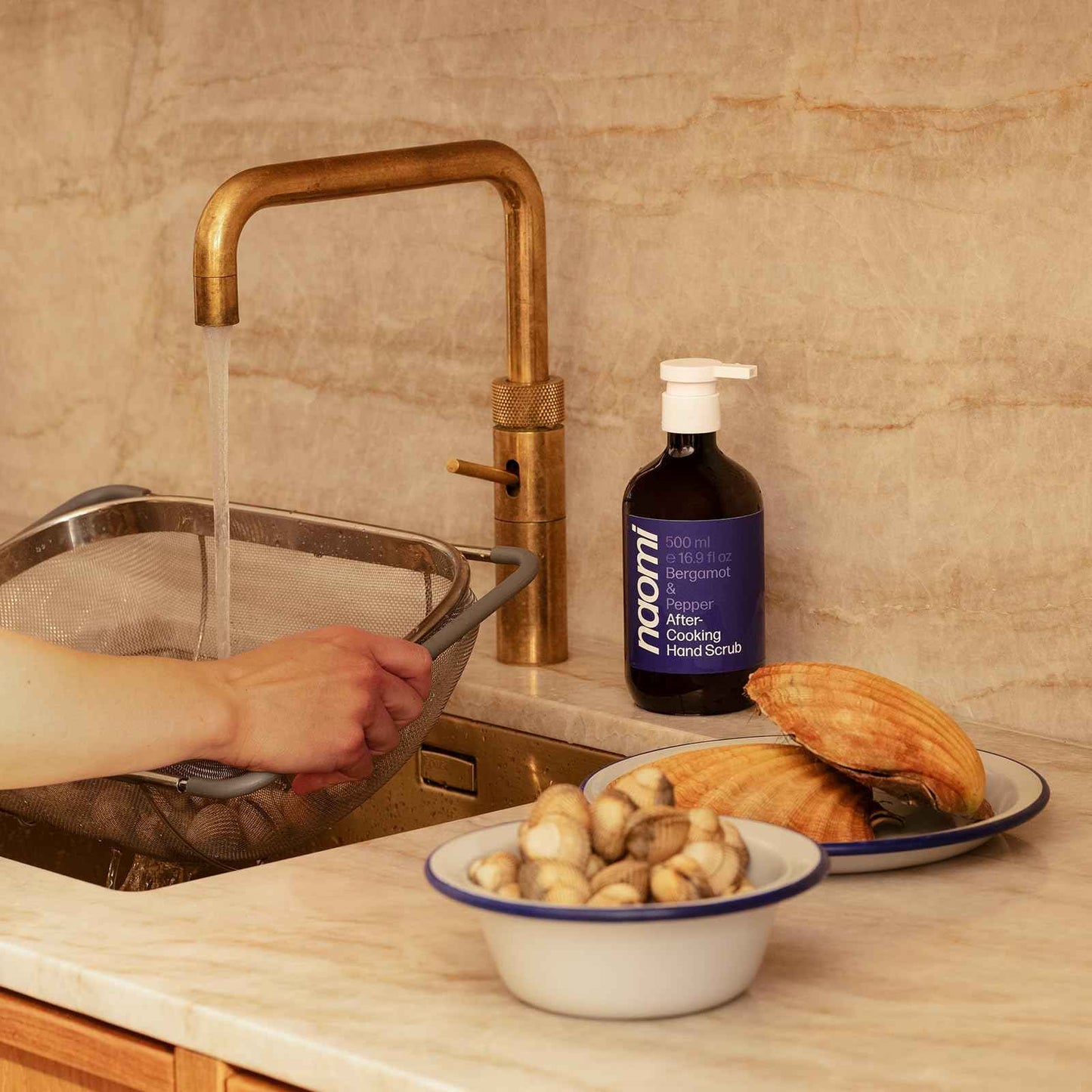 Naomi After-Cooking Hand Scrub | Exfoliating Hand Wash | Odor Neutralizing Kitchen Soap (Bergamot & Black Pepper)