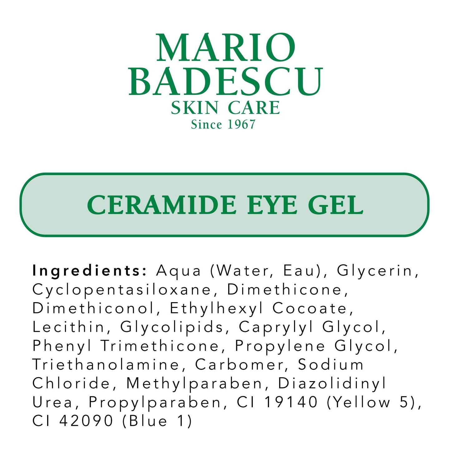 Mario Badescu Ceramide Eye Gel for All Skin Types | Oil Free Eye Gel that Tightens and Smoothes | Formulated with Ceramides & Glycerin, 0.5 Ounce