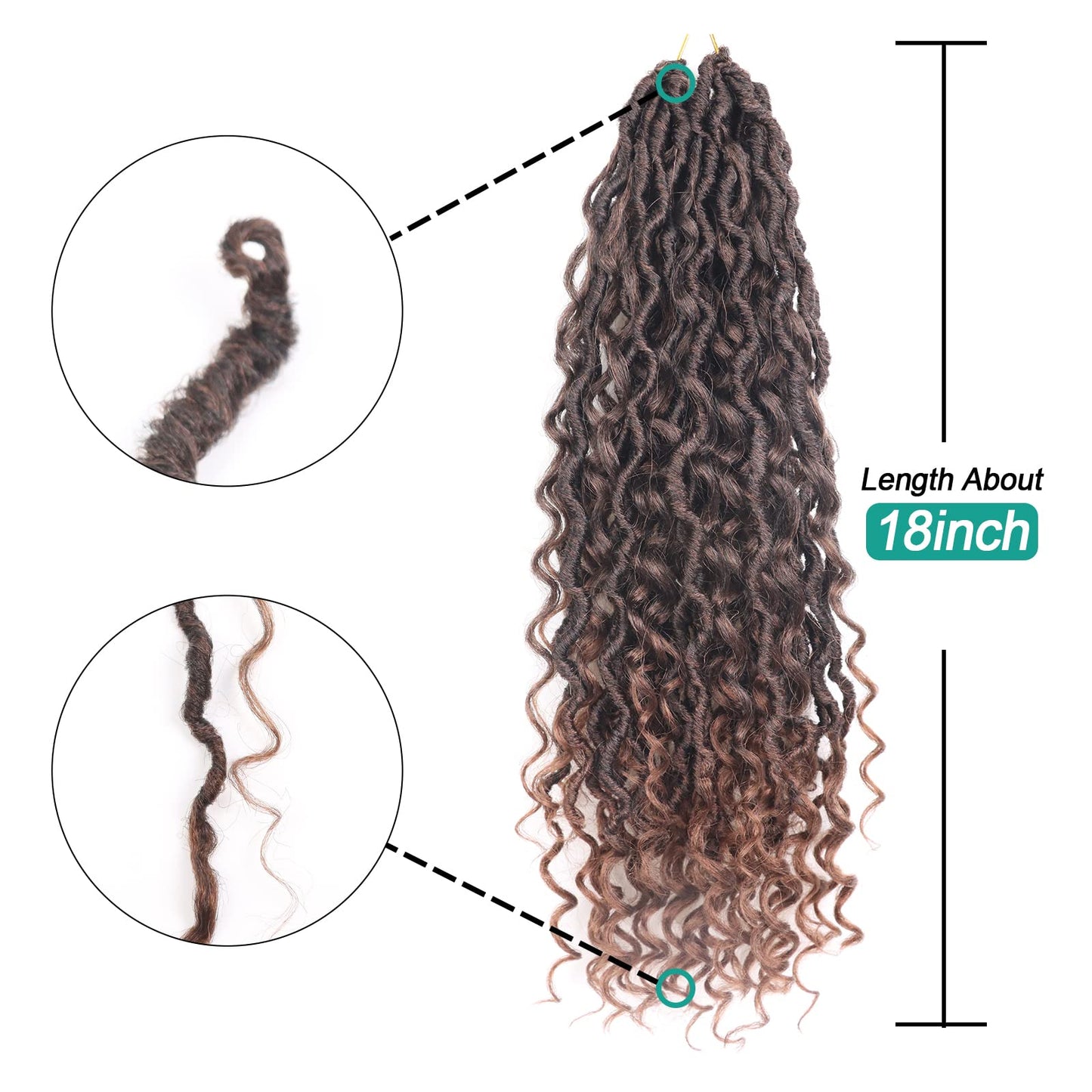 Goddess Locs Crochet Hair 12 Inch Faux Locs Crochet Hair Pre Looped River Locs Crochet Hair with Curly Ends Wavy Soft Locs Crochet Hair for Black Women Hair Extensions(12 Inch/Pack of 4, 1B/30)