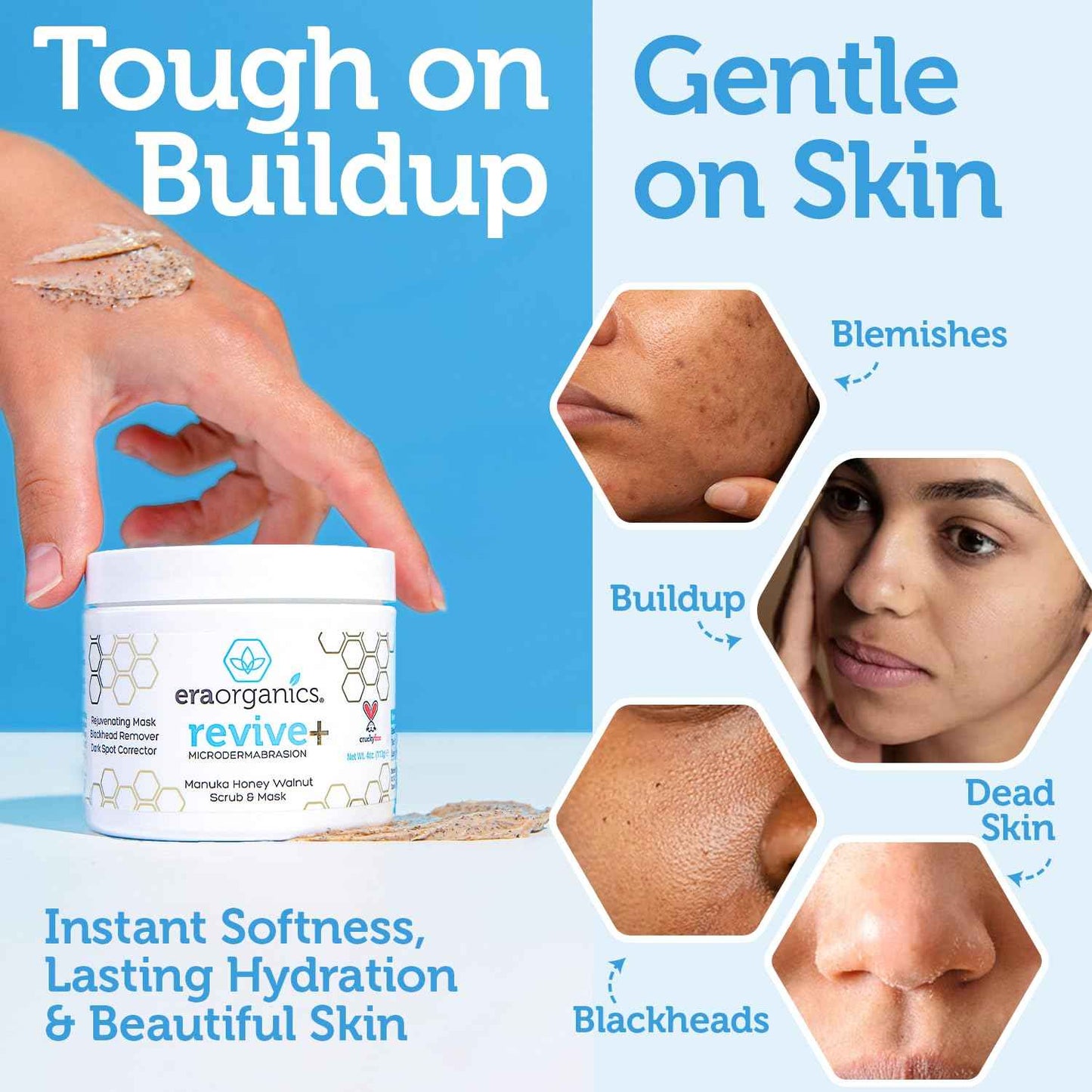 Manuka Honey Exfoliating Face Scrub – Gentle Microdermabrasion Face Exfoliator to Help Smooth, Soften & Balance with Moisturizing Organic Superfoods 4oz