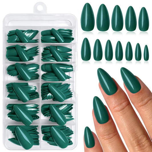 Lifextol 240PC Green Almond Press on Nails Medium Fake Nails Press ons, False Acrylic Nails Press on Nails Almond Glue on Nails Artificial Nail Tips Fingernails Stick on Nails with Glue&Adhesive Tabs