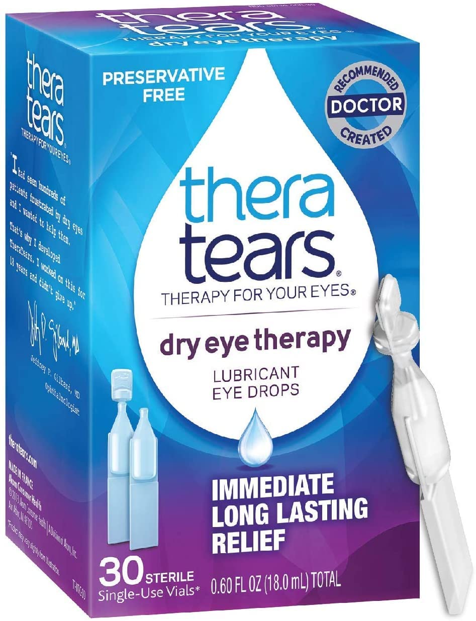 TheraTears Omega 3 Supplement, 1200mg, 90 ct (Pack of 1) & Dry Eye Therapy Lubricating Eye Drops for Dry Eyes, Preservative Free Eye Drops, 30 Single-Use Vials