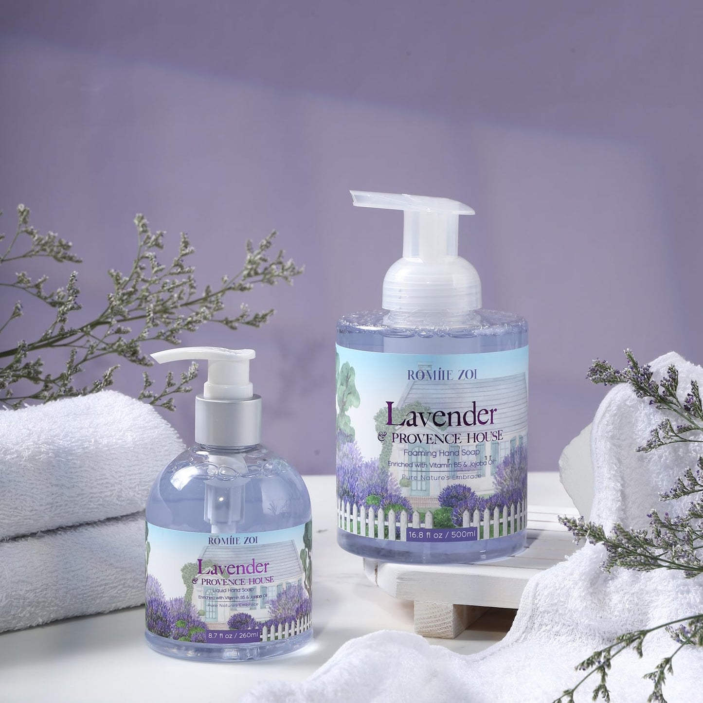 ROMIIE ZOI Foaming Hand Soap with Gift Box- Lavender & Provence - Biodegradable Formula Moisture & Revitalize - 500ml/ 16.8oz