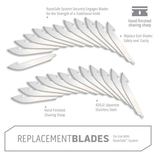 OUTDOOR EDGE 3.0" RazorSafe Replacement Drop-Point Blade Pack, 24-Pieces