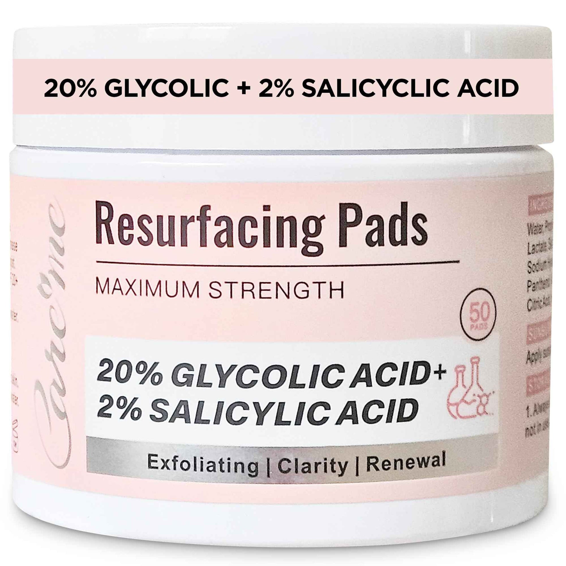 Glycolic Acid 20% & Salicylic Acid 2% Face Exfoliating Pads (50 Count)- Facial Peel Pads for Anti-Aging, Cleansing, Resurfacing, Brightening, Blemish Control, Revealing Clear, Glowing, Youthful Skin