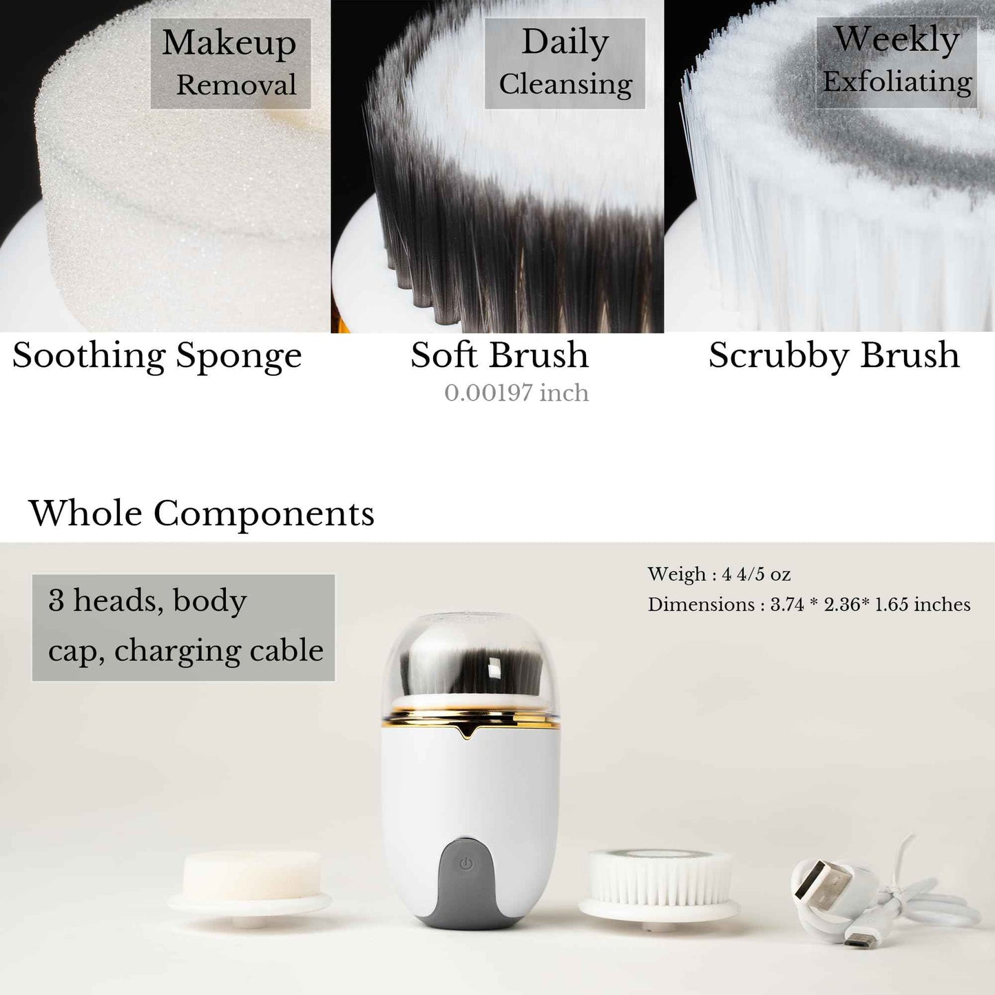 Waterproof Electric Face Brush with IPX5 Rating for Deep Cleansing and Exfoliation