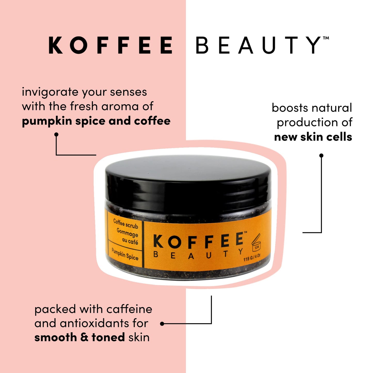 Koffee Beauty Pumpkin Spice Coffee Scrub - Exfoliating Body And Face Scrub - Polish, Smooth Skin With Ease - Invigorate Senses With Festive Fragrance Formula - For Naturally Radiant Skin - 4 Oz