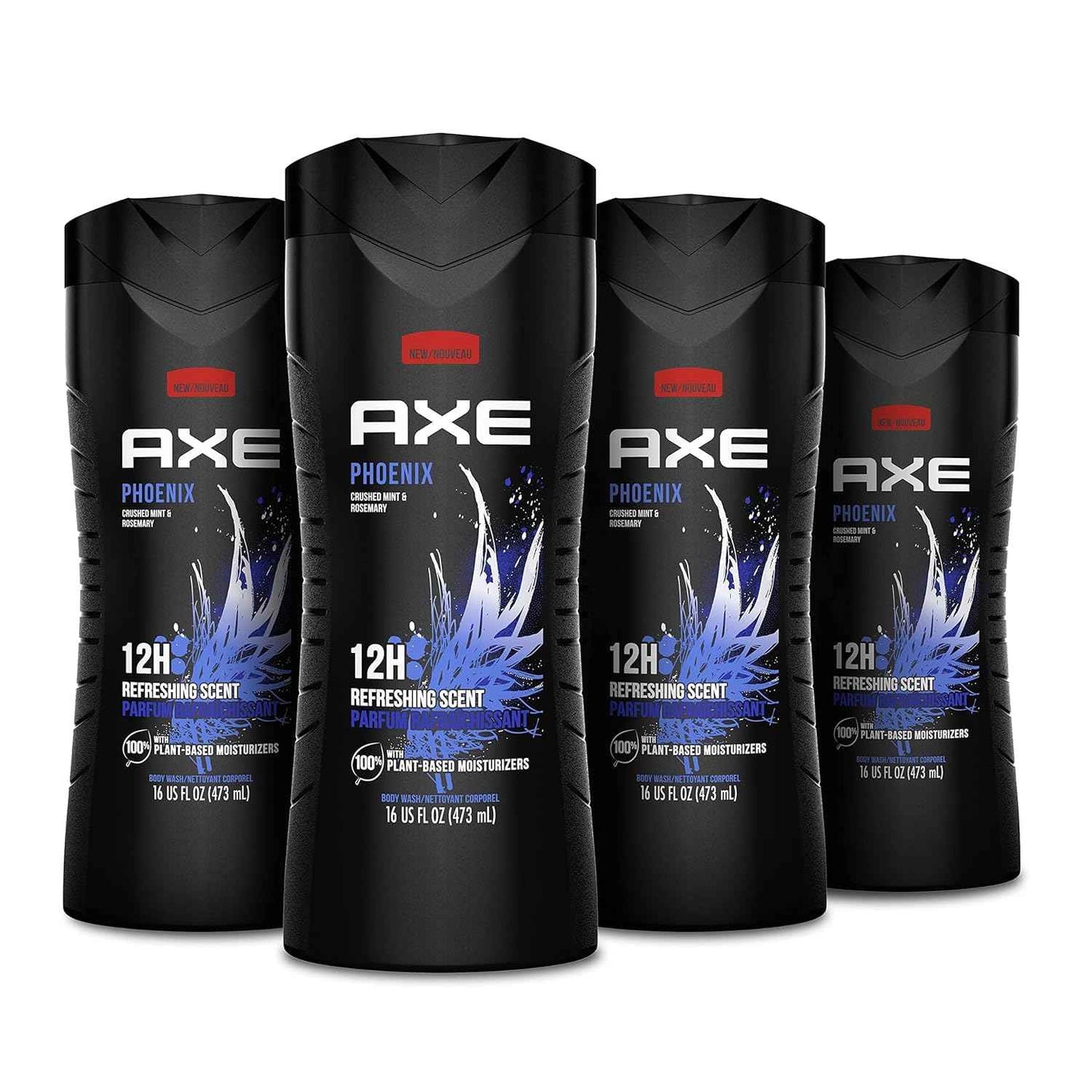 AXE Apollo Antiperspirant Deodorant Stick For Men Sage & Cedarwood 48 Hr Anti Sweat Mens Deodorant & Body Wash Phoenix 4 Count 12h Refreshing Scent Crushed Mint & Rosemary Men's Body Wash