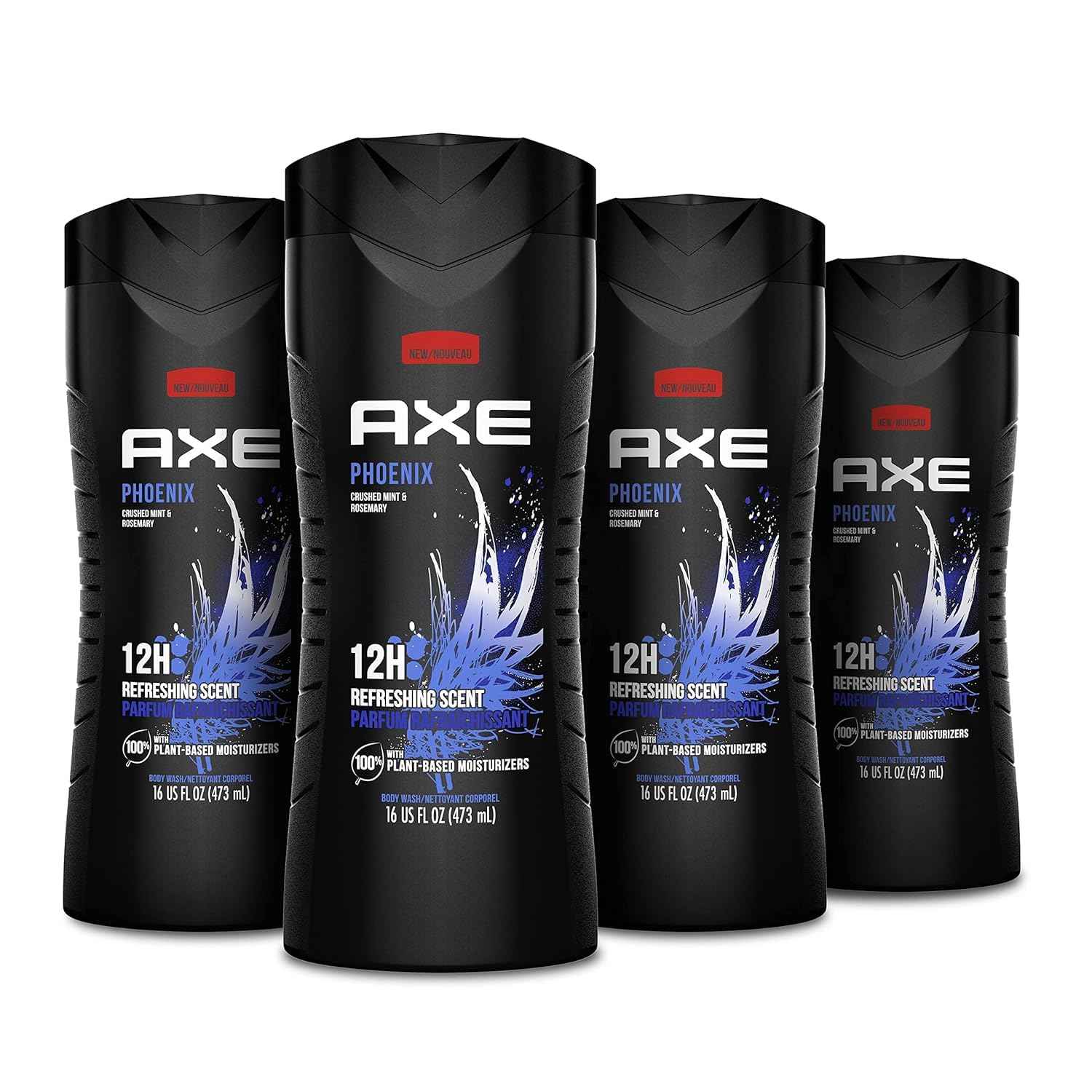 AXE Apollo Antiperspirant Deodorant Stick For Men Sage & Cedarwood 48 Hr Anti Sweat Mens Deodorant & Body Wash Phoenix 4 Count 12h Refreshing Scent Crushed Mint & Rosemary Men's Body Wash