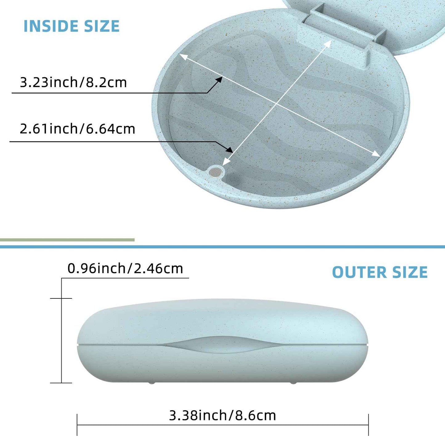 Ralegy 2 Pack Retainer Case, Slim Aligner Case, Natural wheat straw material, Night Guard and Mouth Guard, Retainer Mouth Guards Travel Case (Green+Blue)