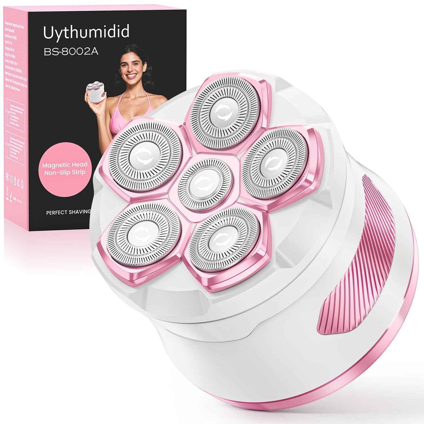 Electric Razors for Women - Flawless Women's Electric Body Shaver, Waterproof Wet Dry Hair Remover with Detachable Head, Easy to Hold with Anti-Slip Strips, Cherry