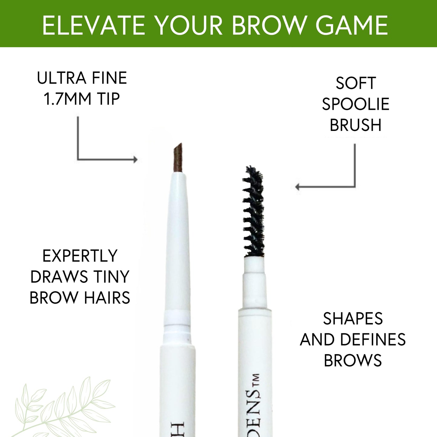 Honeybee Gardens Fine Point Brow Pencil, Driftwood, Long-Lasting Eyebrow Definition, Vegan, Cruelty-Free Beauty