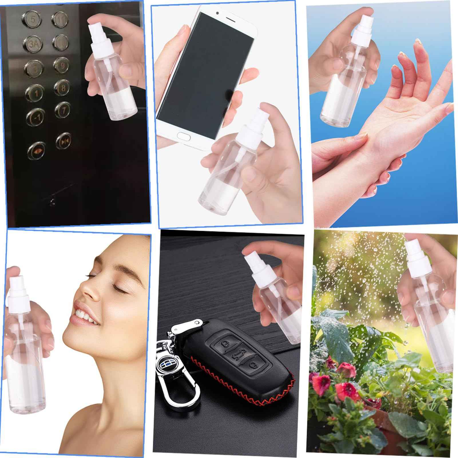 Spray Bottle, 2oz/50ml Small Plastic Fine Mist Spray Bottles, Mini Empty Travel Bottles with Funnels and Labels 20 Pack