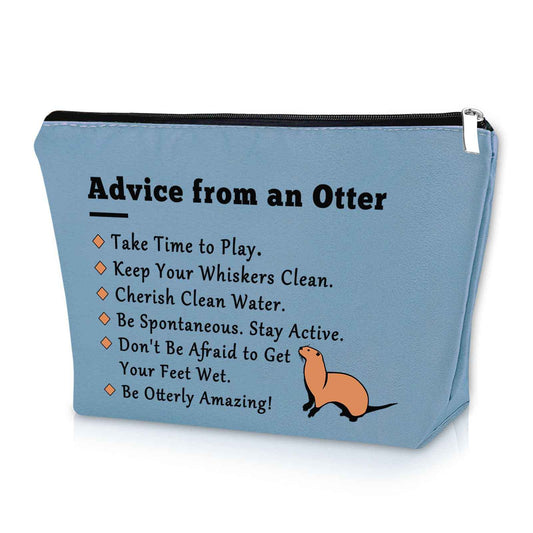 Otter Gifts for Otter Lovers Blue Makeup Bag Sea Otter Gifts for Girls Otter Themed Birthday Gifts Cosmetic Bag Animal Lover Gifts for Adults Cute Otter Gifts for Mom Aunt Sister Travel Pouch