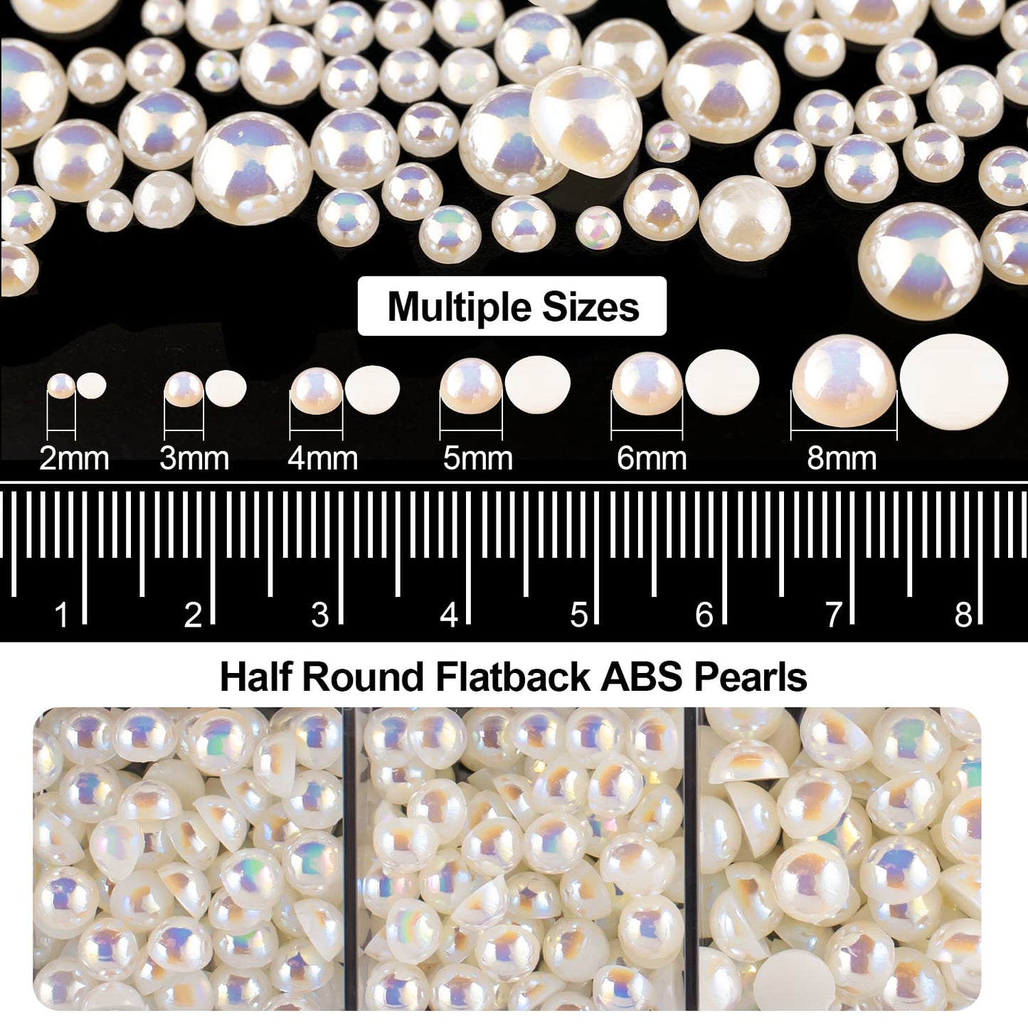 Flat Back Rhinestone+Half Round Pearl Kits Colorful Rhinestones+Beige AB Pearls With Picker Pencil And Tweezer For Home DIY And Professional Use