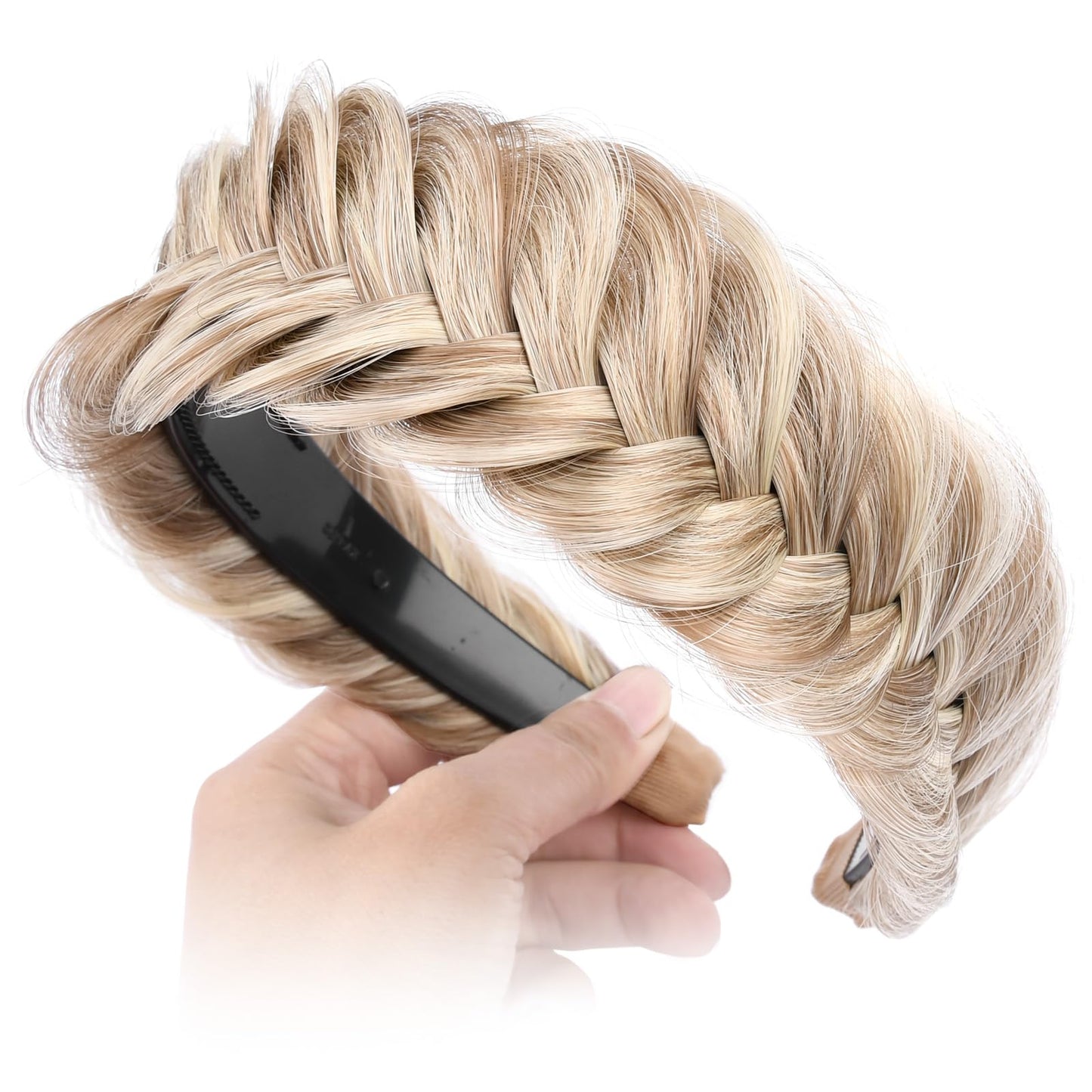 Gledola Braided Headband With Teeth Braids Hairband With Tooth Synthetic Hair Band Plaited Hairband For Women (Light Highlighted)