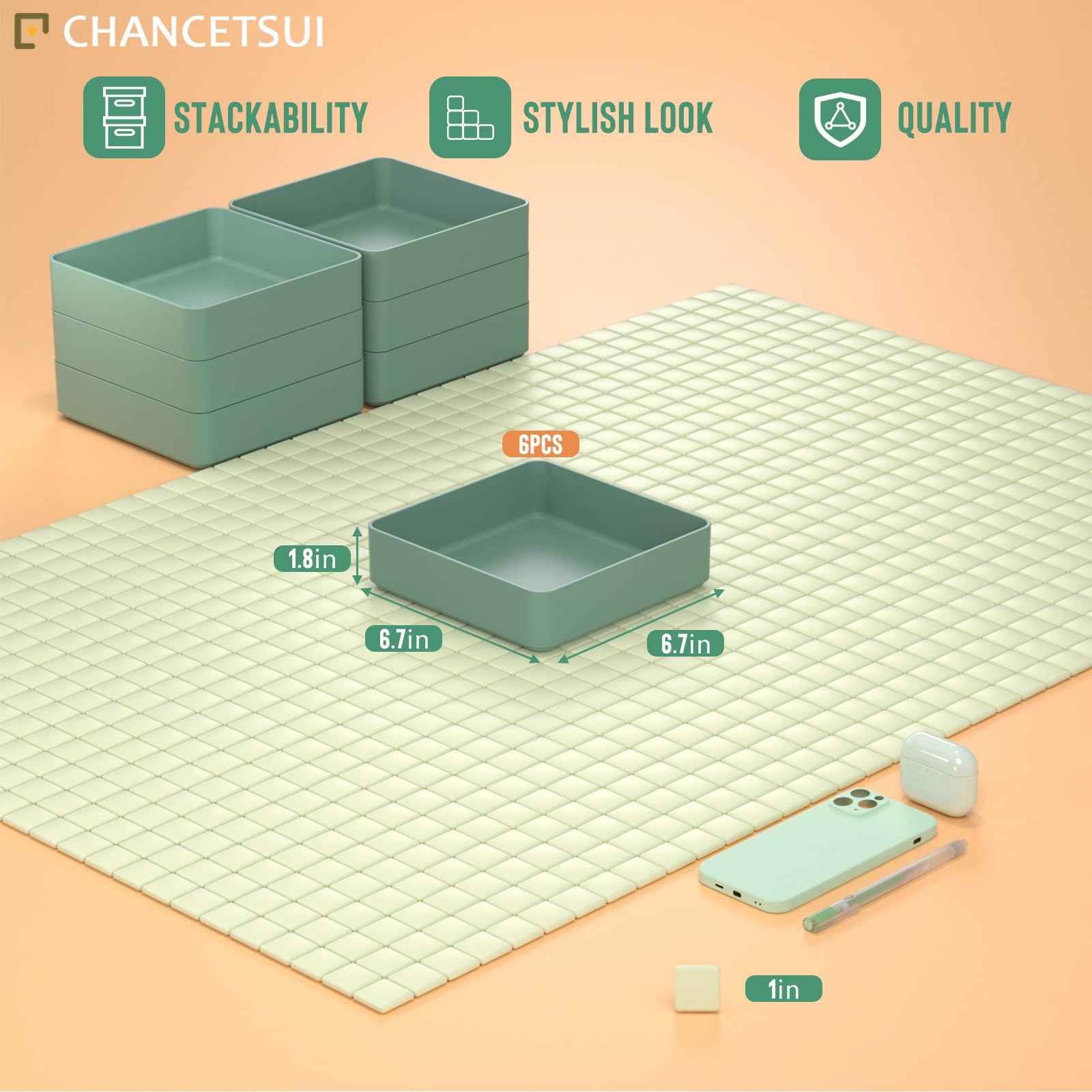 CHANCETSUI Square Makeup Countertop Organizer Holder : Stackable Vanity Trays for Bathroom Storage