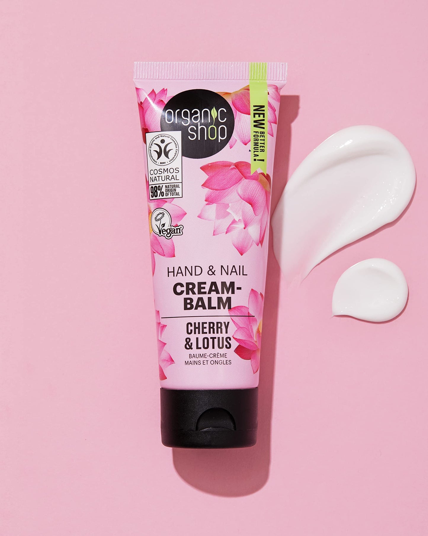 Organic Shop Hand & Nail Cream-Balm Organic Cherry & Lotus 75ml