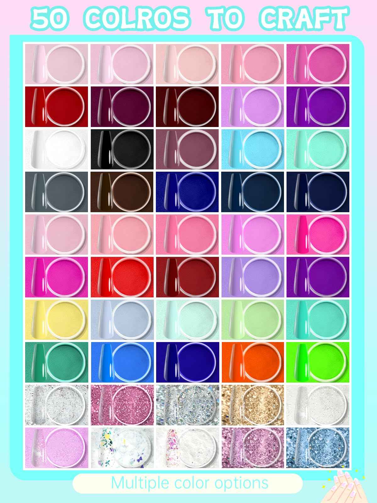 50 Color Dip Powder Nail Kit with Electric Nail Drill Base & Top Coat/Activator Liquid Nail Art Manicure Salon DIY for Daily at Home Party Gifts for Women