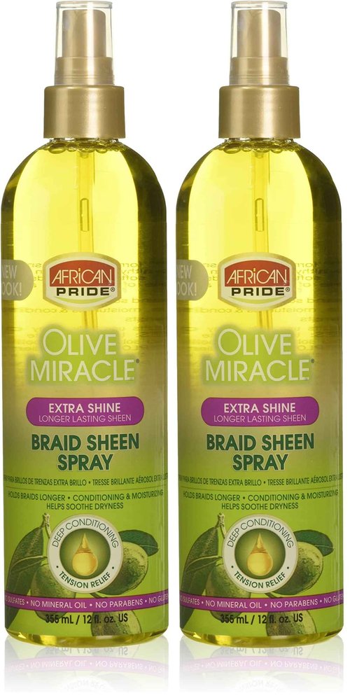 African Pride Braid Sheen Extra Spray, 12 Ounce (Pack of 2)