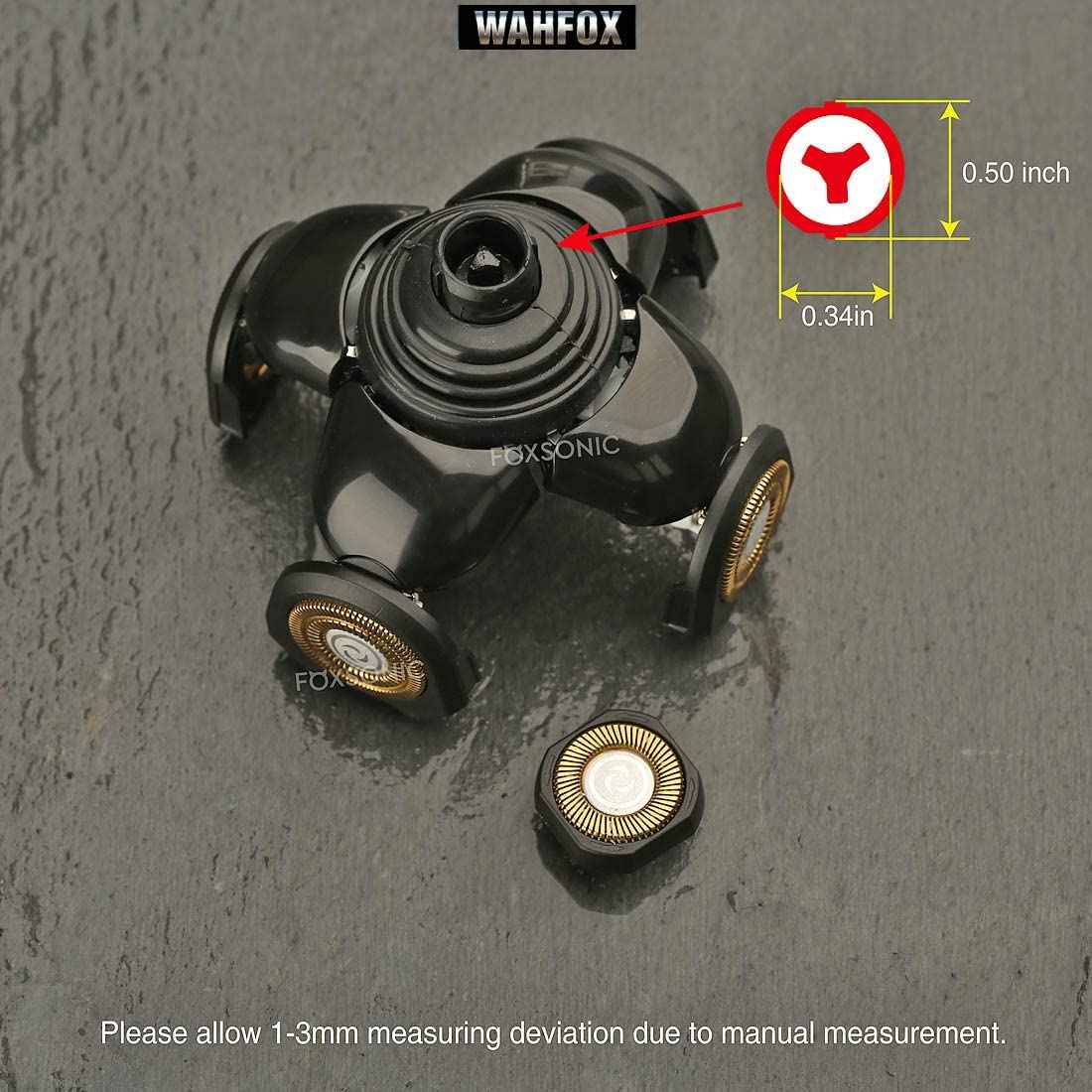 WAHFOX Universal 3 Pcs 5 Blades Shaver Heads for Head shaver and Other Brands Head Shaver, Black+gold