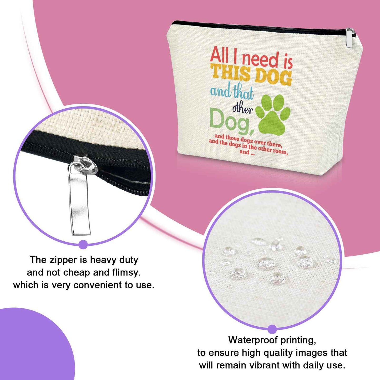 Sazuwu Funny Dog Mom Gifts: Makeup Bags & Travel Organizers - Dog Themed Cosmetic Bags for Women - Perfect for Christmas & Birthdays