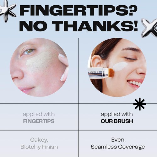 BLANC Cover Cream Stick V w/Detachable Brush - Korean Skin Care Concealer Stick Cream Foundation Makeup Stick w/Collagen, Desert Plant & Flower Oil Extracts (202 Natural Stick Foundation, 0.45 oz)