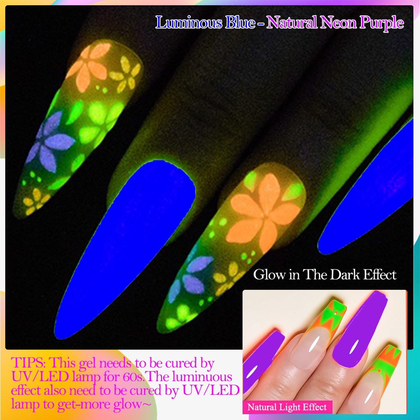 NAILGIL Neon Solid Builder Gel for Nails, Glow in the Dark Fluorescent Green Sculpture 3D Gel Nail Art for Women Summer Hot Colors, Non-Stick Hand LED/UV Needed -15g ﻿