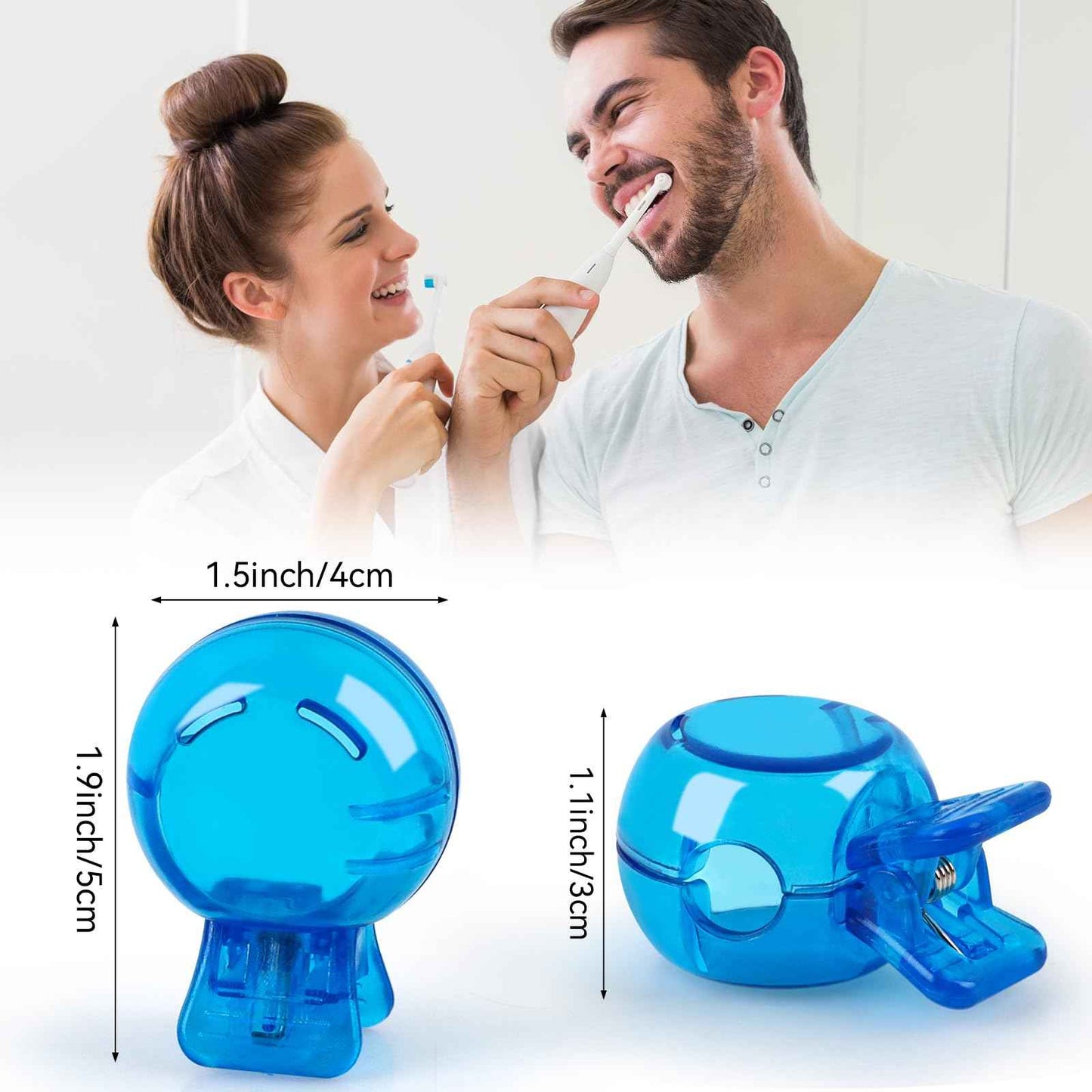 Hxezoc 4 Pack Travel Toothbrush Head Covers Portable Toothbrush Protector Cap Brush Pod Case Plastic Protective Clip for Household Travel, Camping, Bathroom, School, Business