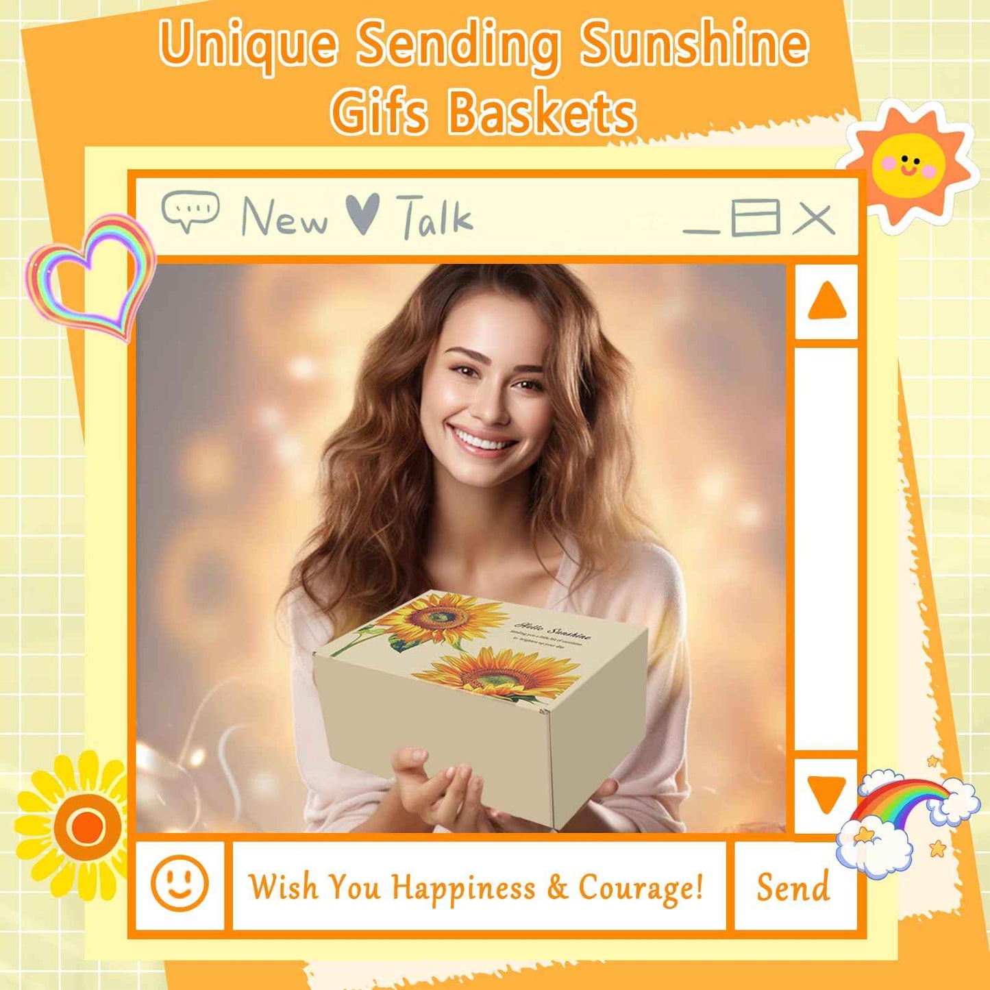 Sunshine Box - Sunflower Get Well Soon Gift Baskets for Women Girls - Ideal Care Package for Wife, New Moms,Sisters, Friends, People with Depression Mastectomy Post-surgery Recovery