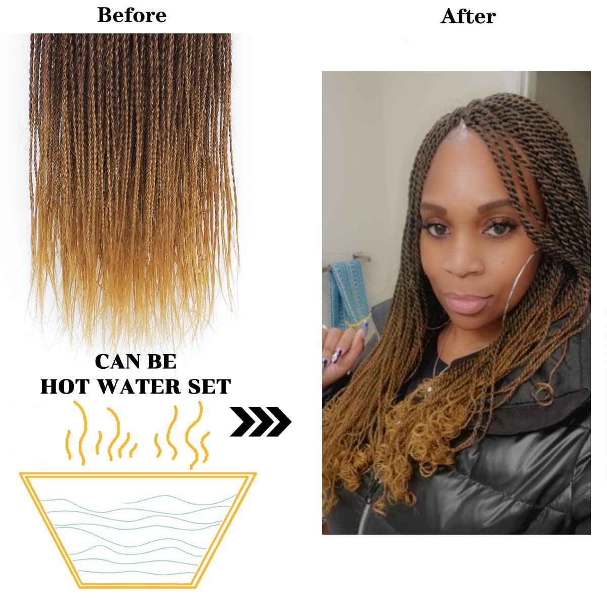 Ombre Crochet Hair Senegalese Twist 8 Packs Braids Crochet Hair, 35 Strands/Pack Small Crochet Twist Hot Water Setting, Pre-Lopped for Women (22 Inch, 1B/30/27)