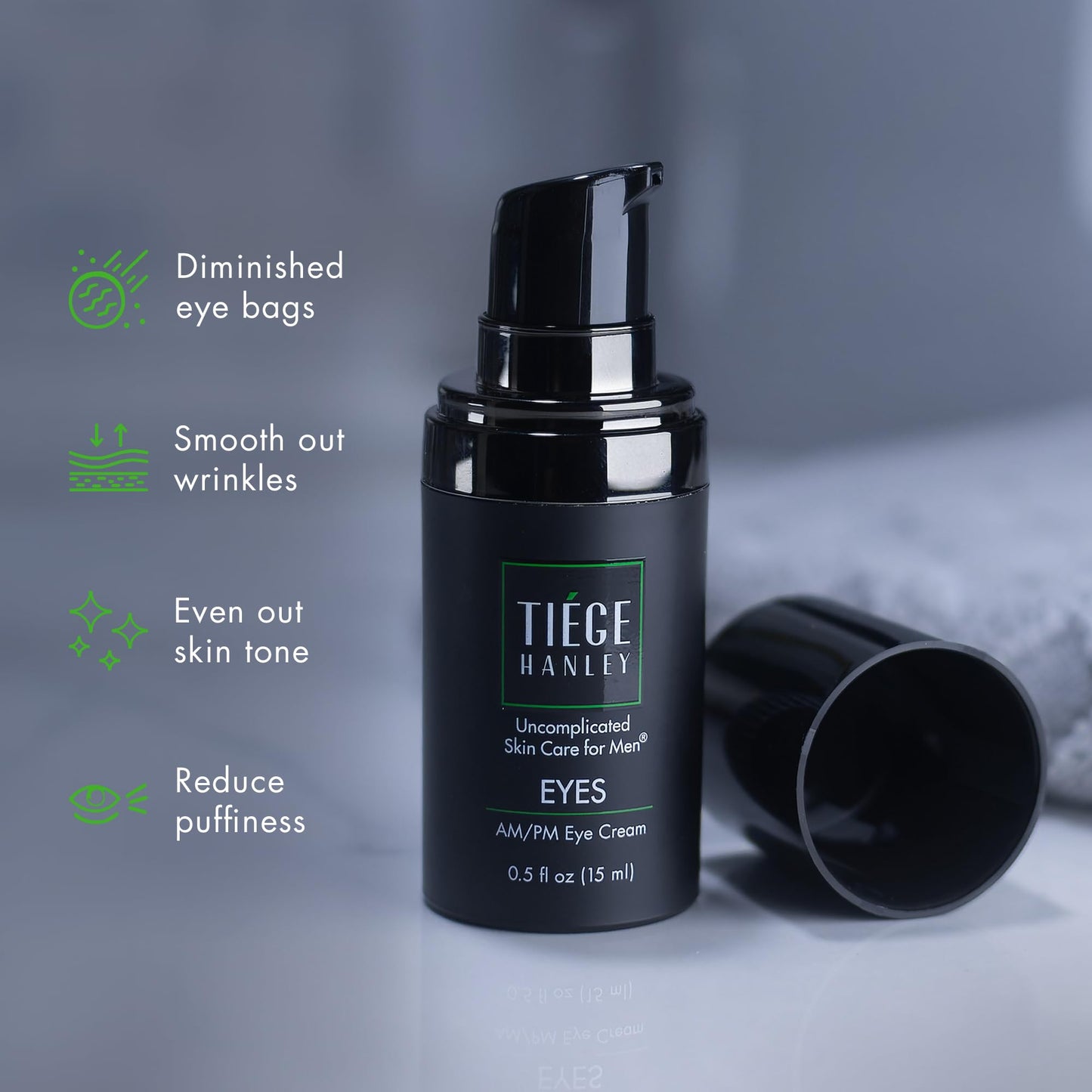 Tiege Hanley Mens Under Eye Cream for Dark Circles, EYES - Eye Cream for Puffiness & Bags Under Eyes - Firming Anti-Aging Eye Wrinkle & Fine Lines Cream - Tightening Eye Bags Treatment for Men, 0.5 Oz