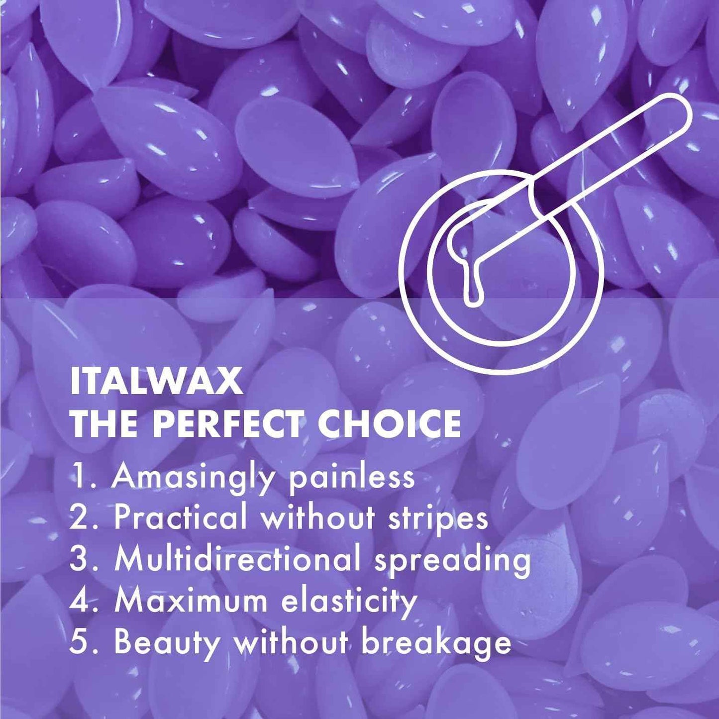 Italwax Top Line Orchid Jelly Wax 1.65lb (750g) – Transparent Fast-Setting Violet Gel with Strong Grip and floral fragrance, Ideal for Bikini & Underarms, Elastic and Easy to Control – Made in Italy